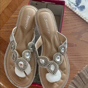 Smartty Women's Sandals - Tan with Silver Accents